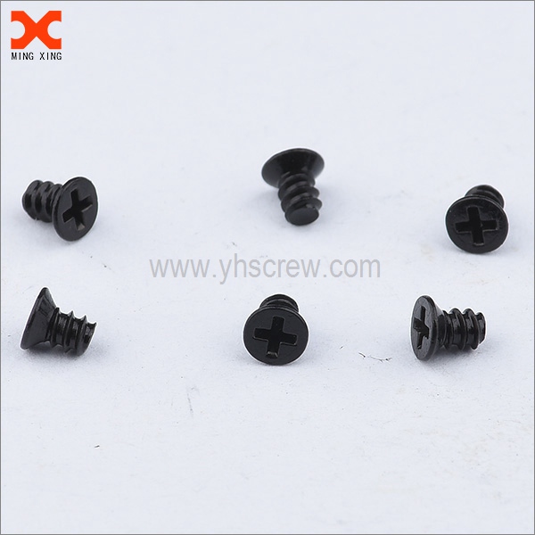 Black zinc flat head phillips machine screws