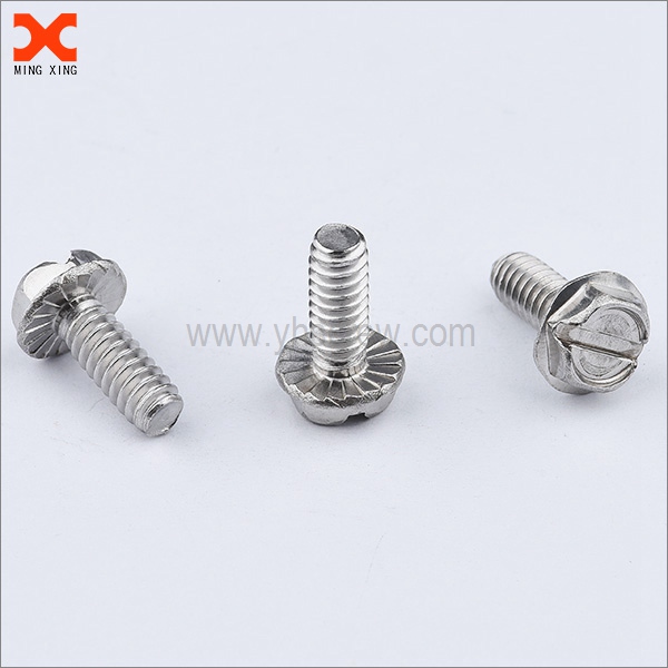 slotted hex flange head screws with serration