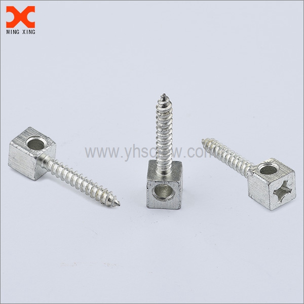Cable tie screw square head phillip drive with holes , cable die screw .is used in conjunction with a cable to help sesure parts .