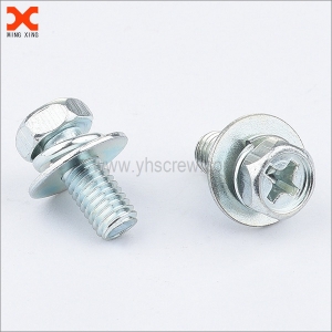 Combination indented hex phillips screw with big washer